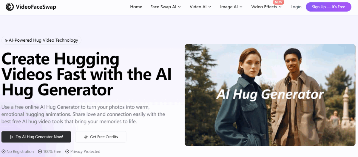 VideoFaceSwap-AI hug video generator
